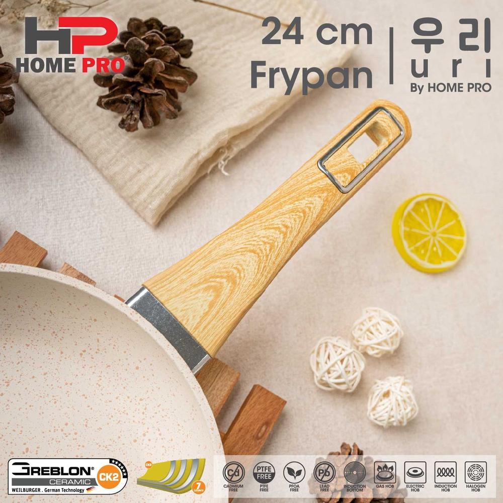 100% AMAN HomePro - Uri Series Granite Ceramic Frypan 24 cm - Wajan Penggorengan Anti Lengket