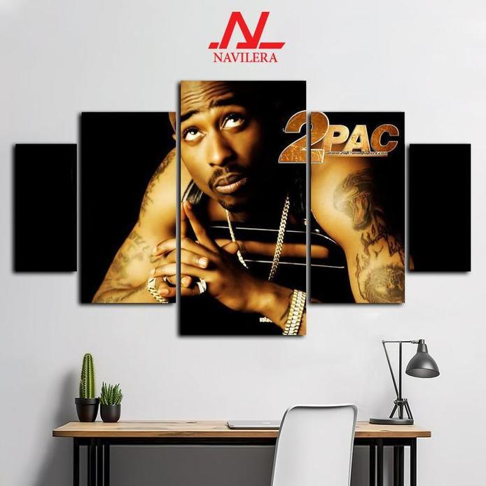 NAVILERA.CO HIASAN PAJANGAN DINDING BAND POSTER BAND 1 SET TUPAC SHAKUR 5 Pcs POSTER KAYU WALL DECOR