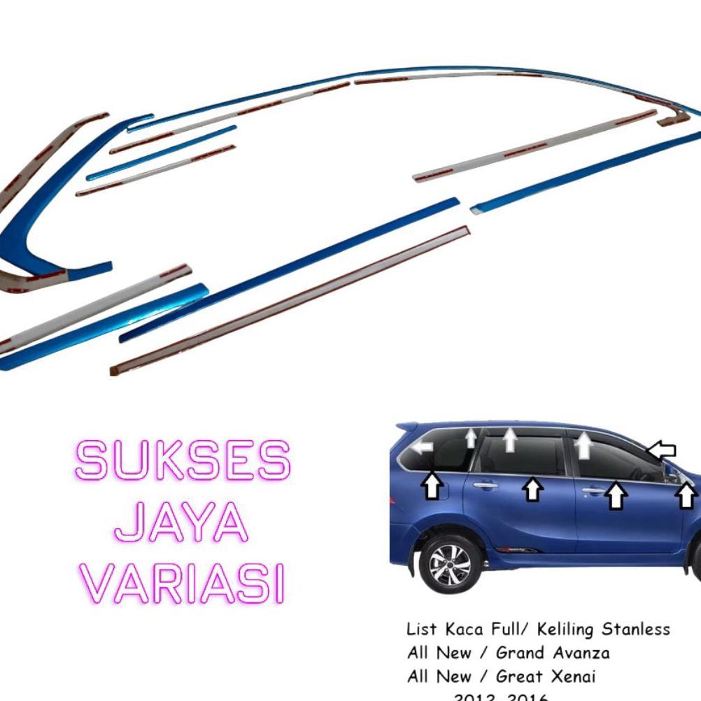LIST KACA KELILING MOBIL ALL NEW AVANZA XENIA 2012-2016  STAINLESS CHROME ISK