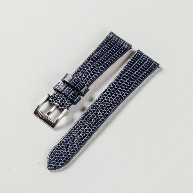 AQH Genuine Lizard Leather Strap Navy Blue (Stitchless Style)