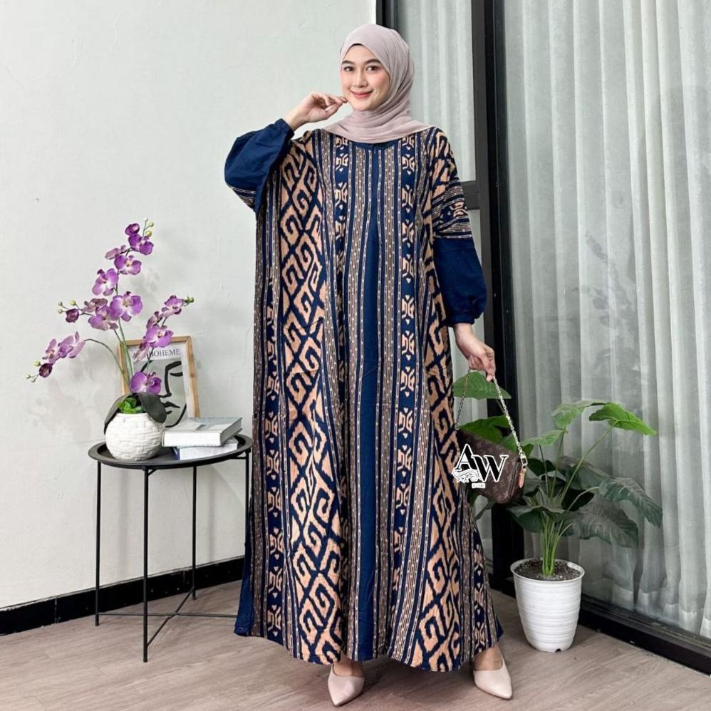 New Asmat Kaftan Rayon Jumbo Kaftan Batik Motif Sultan Encim Busui Lengan Panjang Gamis Kaftan Lebar