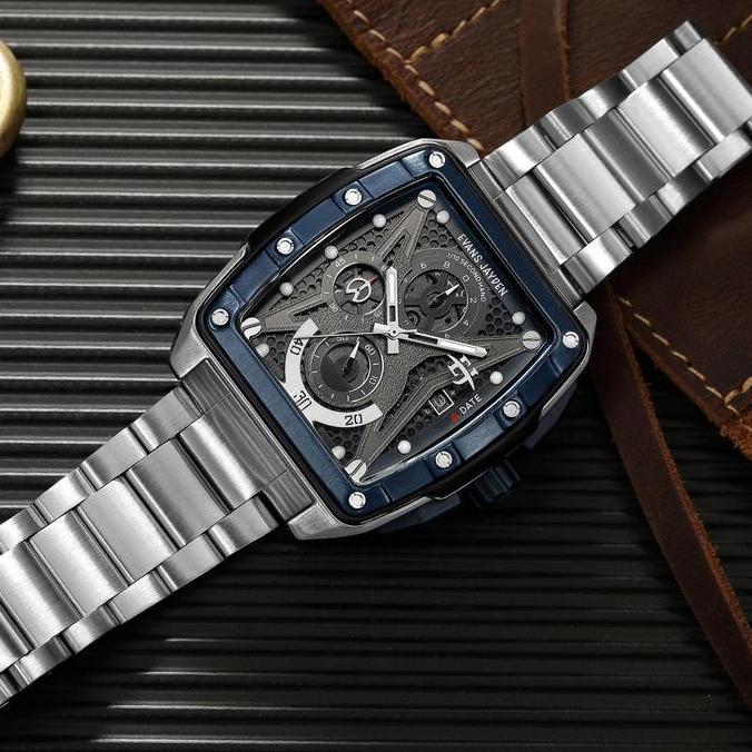 Orologio- Evans Jayden Jam Tangan Pria 9624 Rantai Stainless Steel Chronograph Kaca Sapphire Ter Res