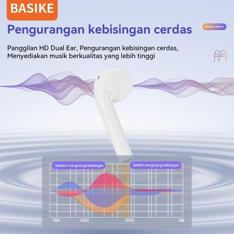 BESTPROMO BASIKE Headset TWS Bluetooth 5.0 TW90 Bass Kuat Panggilan Noise Reduction Kasus Pengisian 
