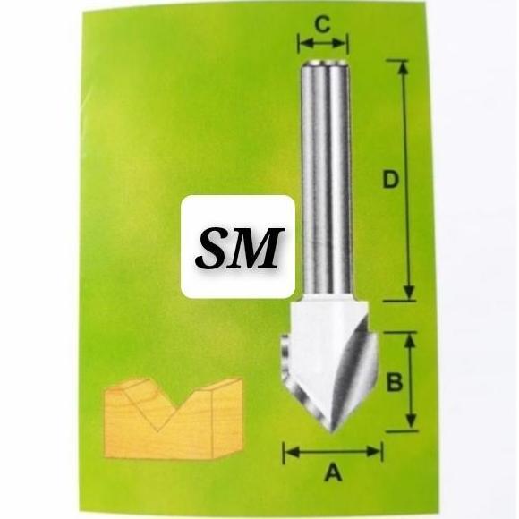 Power- Mata Profil Acp Mata Router V Groove 6Mm 8Mm 10Mm 12Mm 16Mm 19Mm 1/4" X 1/4" 3/8" 1/2" 5/16" 