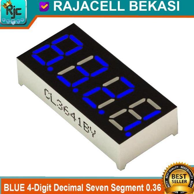 Blue 4-Digit Decimal Seven Segment 0.36" Common Anode Led Segmen Biru