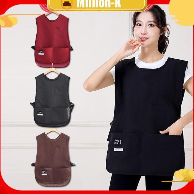 Fashionable Vest Style Apron Celemek Koki Barista Bartender Restoran Unisex Pria Wanita