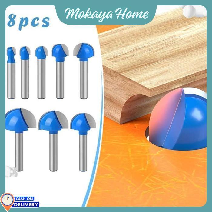 Mokaya Home - 8Pcs Mata Router Kayu Set / Mata Profil Router CNC / Mata Router Kayu Round Bit