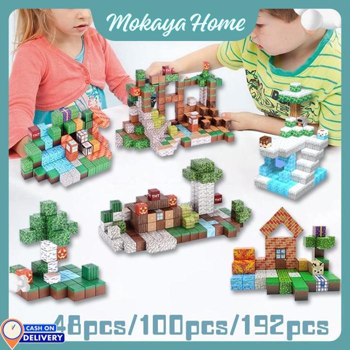 Mokaya Home - 192Pcs Mainan Minecraft Magnet / Minecraft Magnetic Building Blocks / Mainan Magnetic 