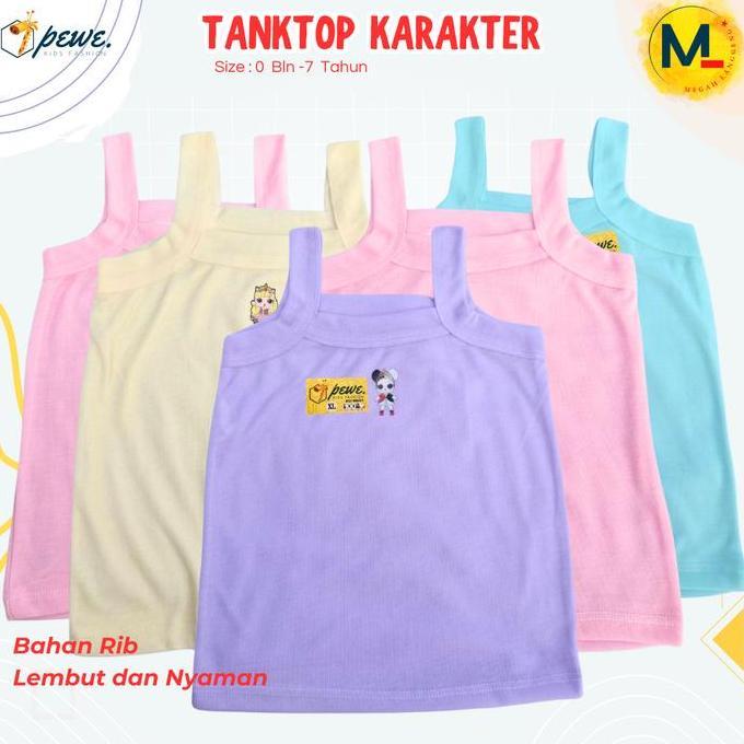 DV333 - 6 pcs singlet anak perempuan / tengtop anak perempuan warna warni / tentop anak umur 3-4 thn