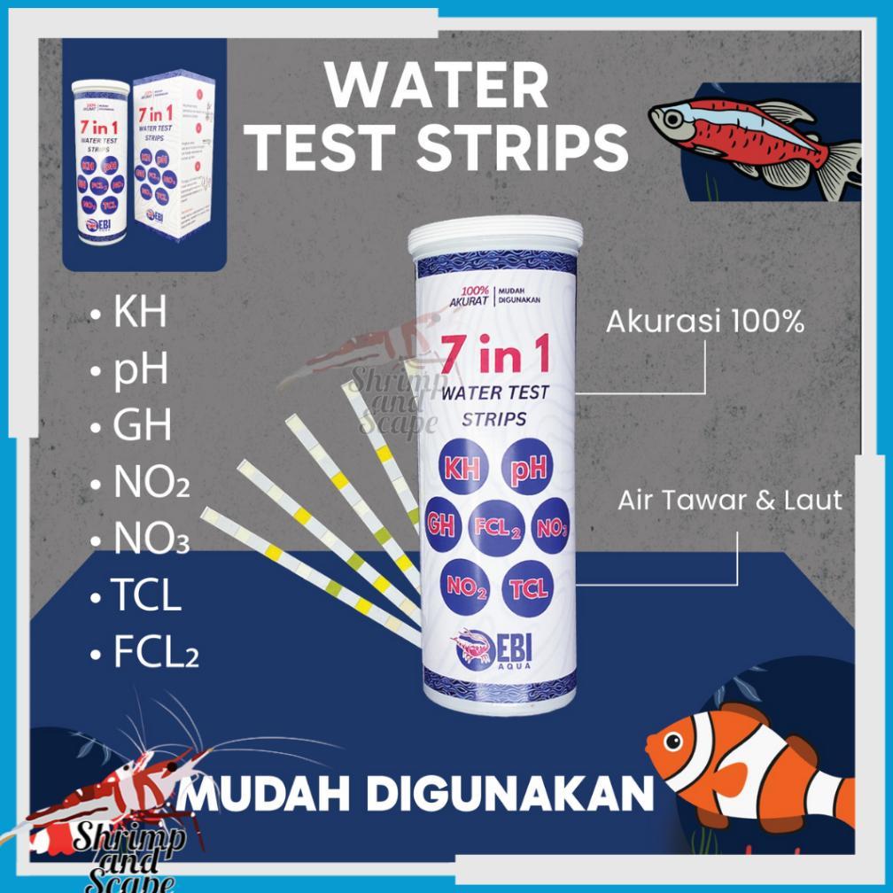 Ebi 7 In 1 Water Test Kit Kh Gh Nitrit Nitrat Ph Klorin Alat Tes Air Aquarium Strip Tes Kertas