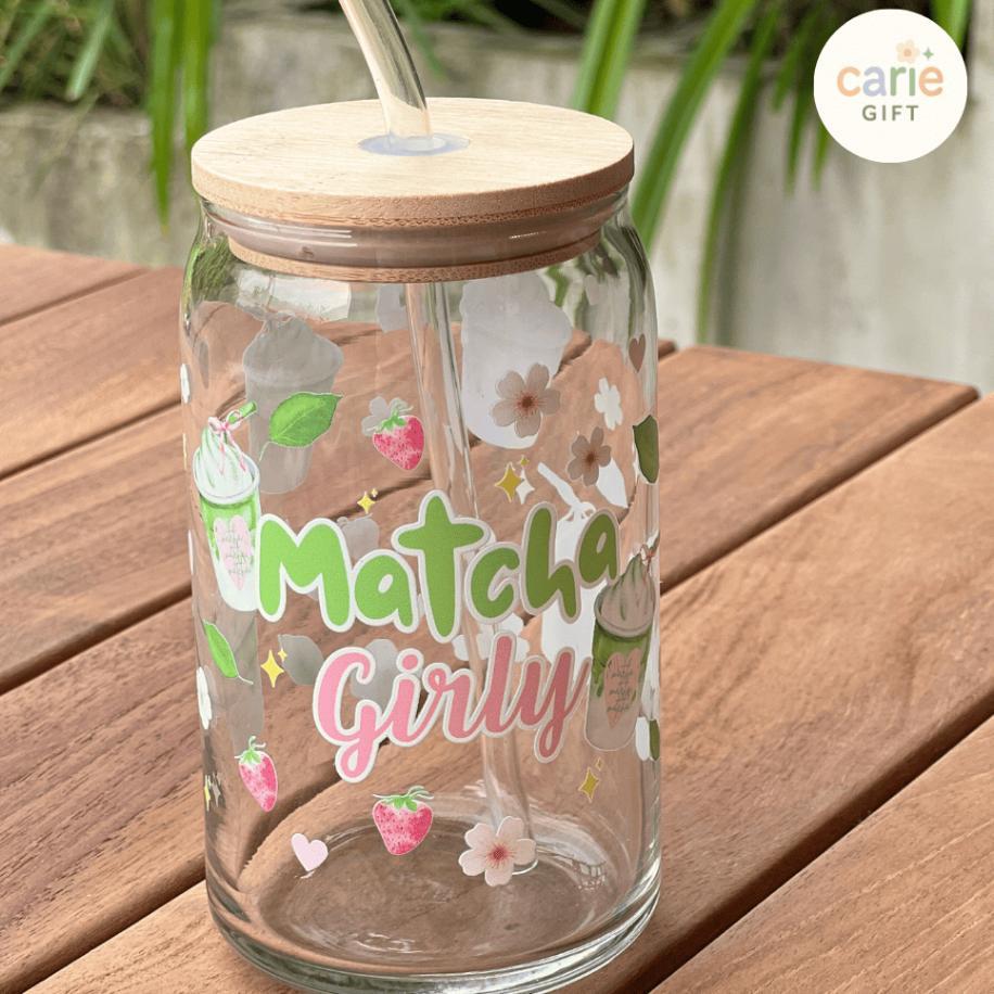Carie Gift - Gelas Aesthetic | Gelas Matcha | Gelas Aesthetic Korea | Gelas Lucu Ala Korea | Hadiah 