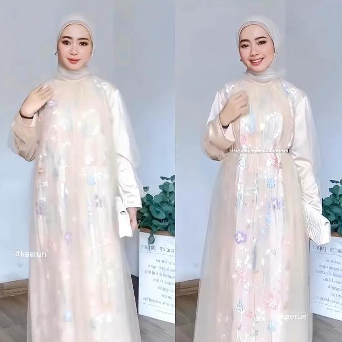 Delova Wardrobe - TANIA DRESS Tile Modern L Embroidery Brocade Brukat Garden Lebaran Idul Fitri Gami