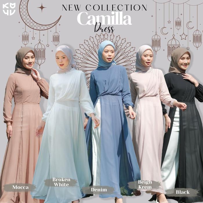 KOYU HIJAB Dress Ceruty Tali Premium Polos CAMILLA (Dress Ceruty Koyu Hijab) - BLACK, S