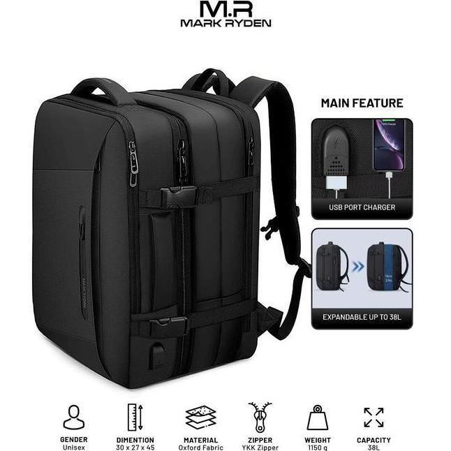 Mark Ryden Mr9299Kr Bapa Bag Usb Tas Ransel Laptop 17 Bla
