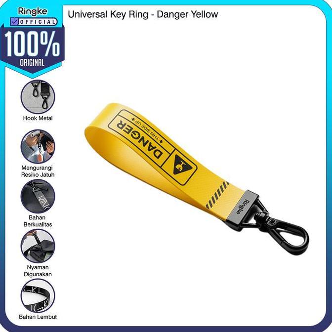 Allthebest Ringke Key Ring Compatible For Universal Danger Yellow Kuning Kantong Casing Tempat Airpo