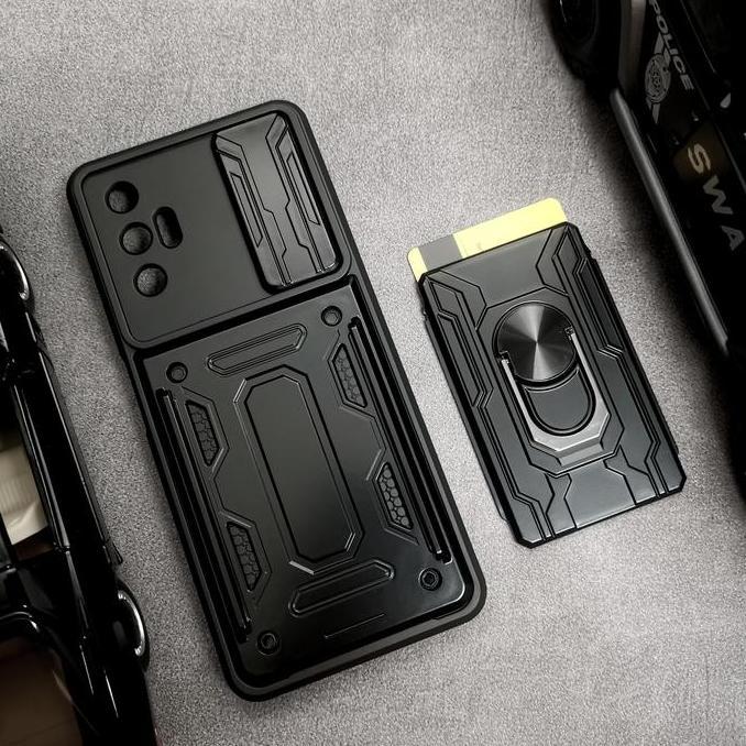 Tecno Pova 3 CardX Flip Lens Card Ring Rugged Armor Case Shockproof