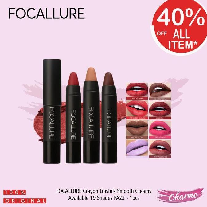 Lbios - (Ready & Ori) Focallure 19 Colors Warna Matte Crayon Lipstick Fa22 Fa 22 Paket Ombre Viral L