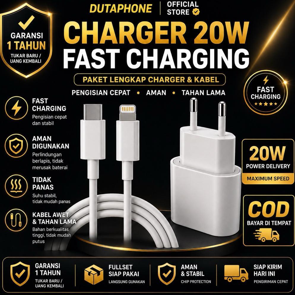 Promo Charger Iphone 20W Batok Original Fast Charging Usb-C Adapter Pd 20 Watt Cas Cepat Iphone 11 1