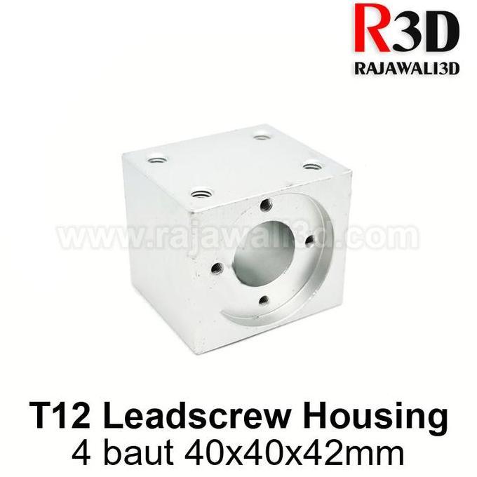 T12 Trapezoidal Leadscrew Nut Housing 40X40X42 White Aluminium