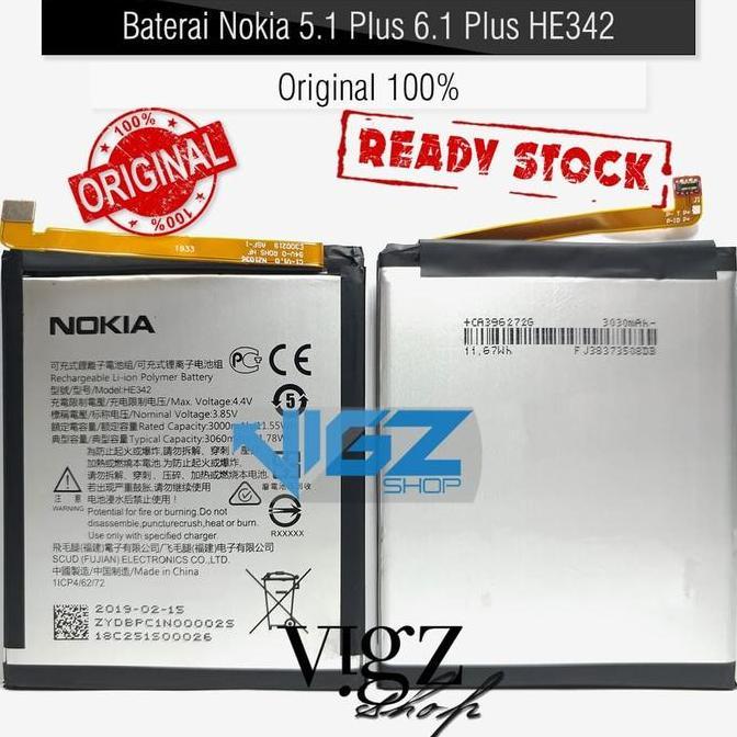 Baterai Battery Nokia 5.1 Plus Nokia 6.1 Plus HE342 Original 100%
