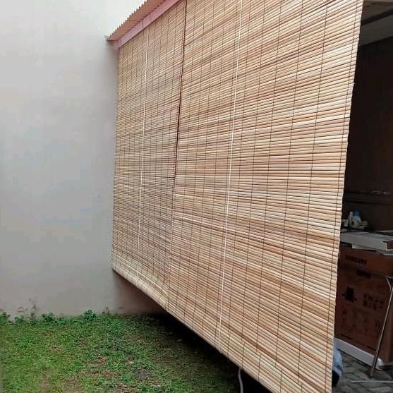 krey/tirai Kerai kerei bambu sawit outdoor tutup kaca jendela jepang + tali penggulung