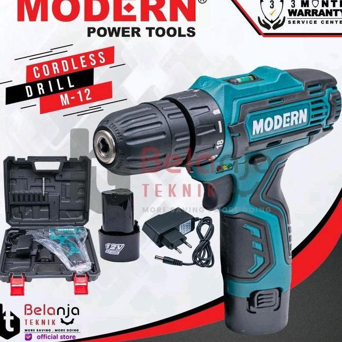 MODERN M-12V Bor Cordless Drill Baterai Batre Tanpa Kabel M12V 12V