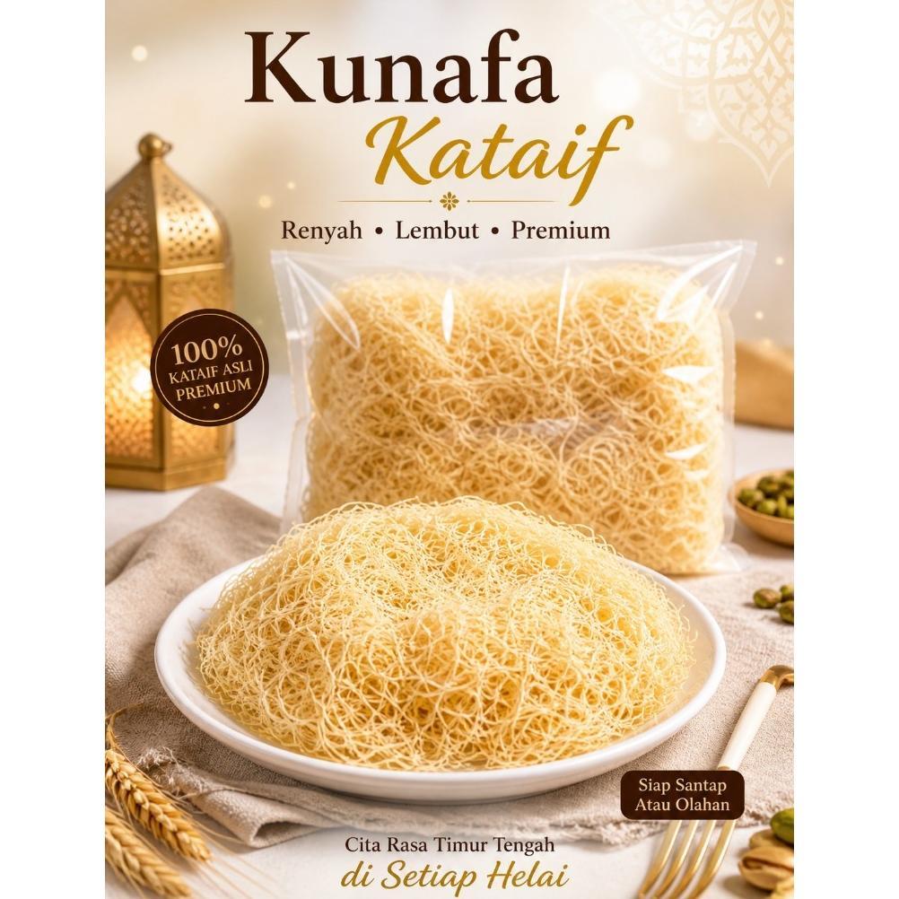 Kunafa Setengah Sangrai Premium | Bahan Dessert Arab | Kataifi Untuk Baklava Siap Pakai Terlaris
