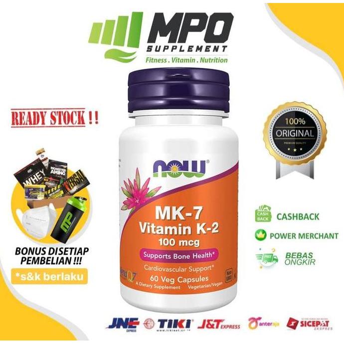 NOW MK-7 Vitamin K-2 NOW Foods MK7 Vitamin K2 100mcg 60 vegcaps