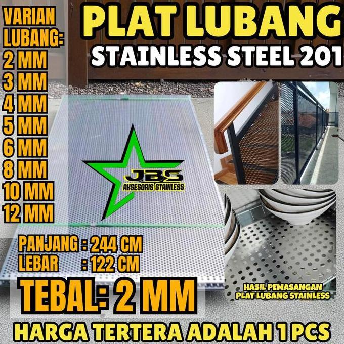 PLAT LUBANG 201 - 122CMX244CM - (2 MM) - STAINLESS STEEL 201 - PLAT PERFORATED