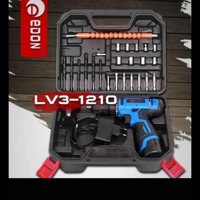 Mesin Bor Charger Cordless Edon 12V Lithium LV3-1210