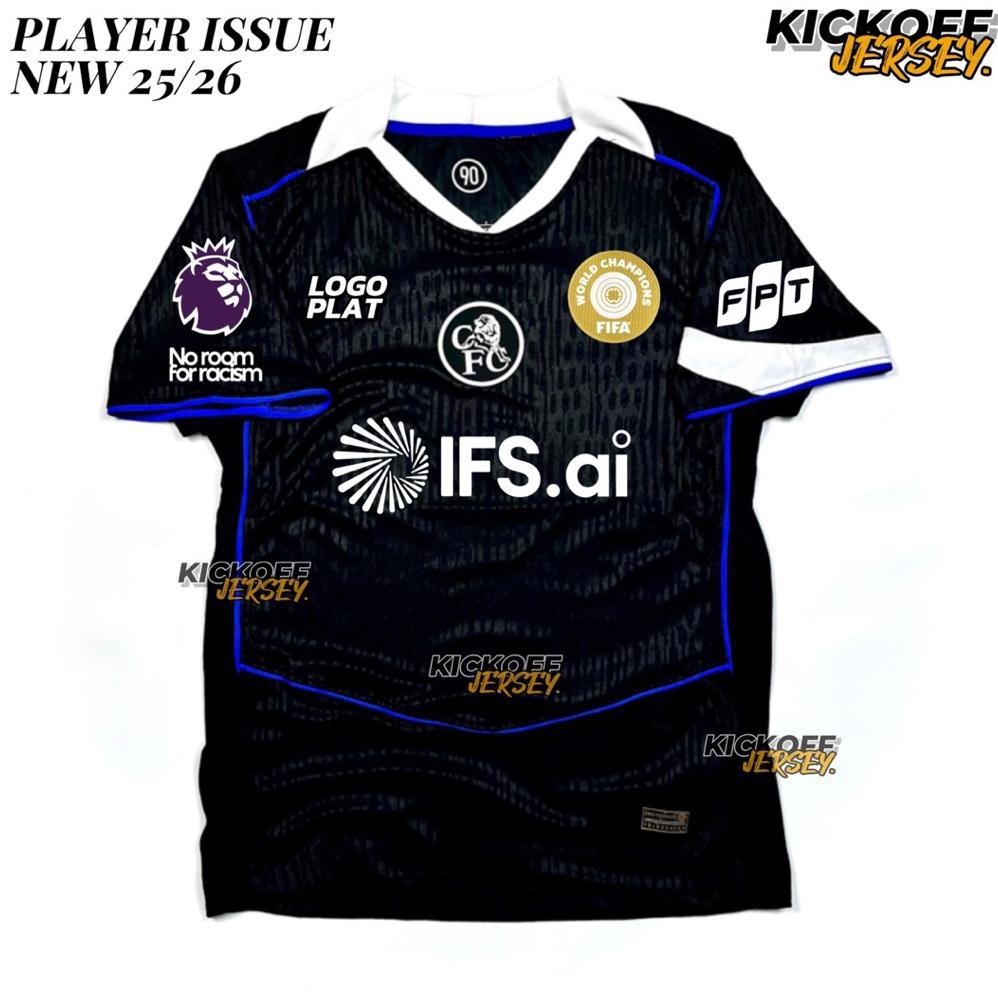 (PLAYER ISSUE) JERSEY CHELSEA THIRD 3RD BLACK PI PLAYER ISSUE NEW SEASON 25/26 FULL PATCH 2025 2026