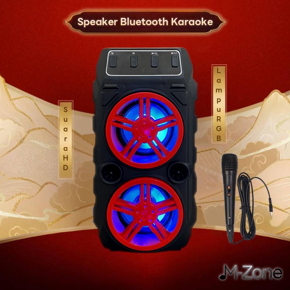 Speaker Bluetooth Karaoke Wireless Speaker Portable LED Light Bonus Microphone Speaker Bluetooth Kar