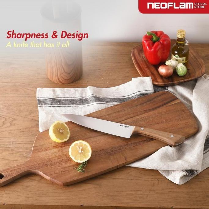 Allthebest- NEOFLAM Wooden Handle Knife Steak 4.5" - Pisau Gagang Kayu Stainless Steel & Tajam