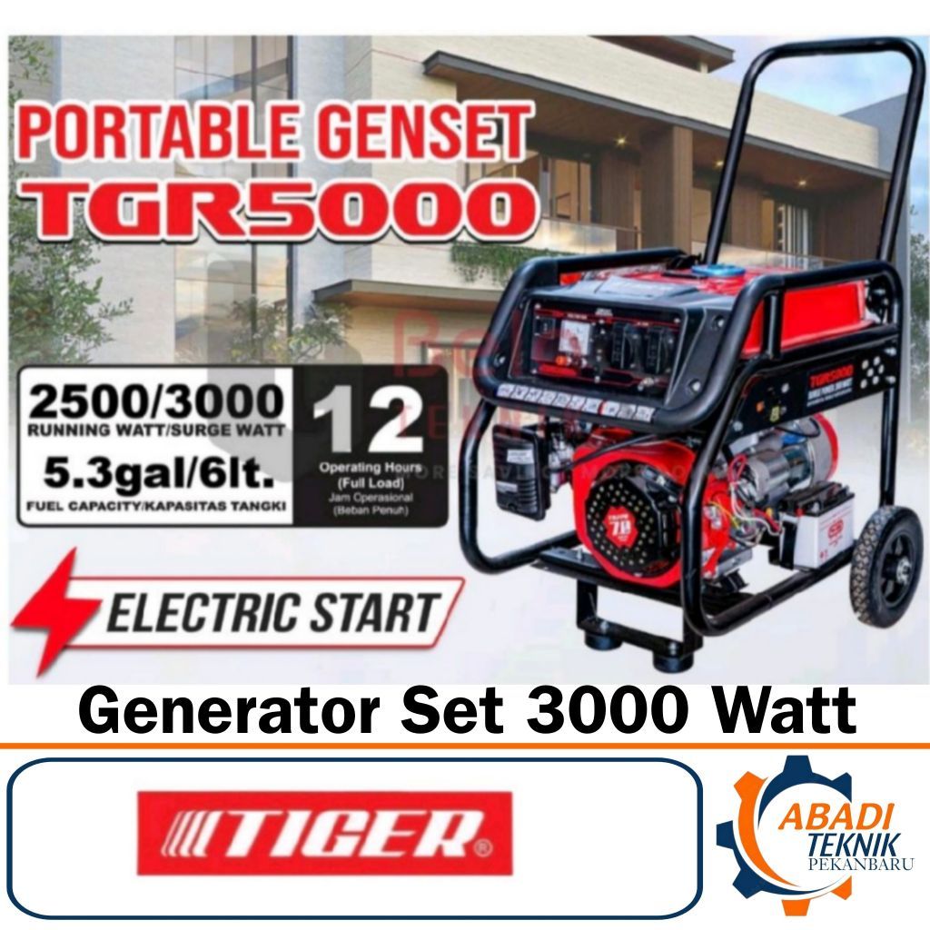TIGER TGR 5000 TGR5000 Mesin Generator Genset Bensin 3000 Watt Genset Recoil Starter