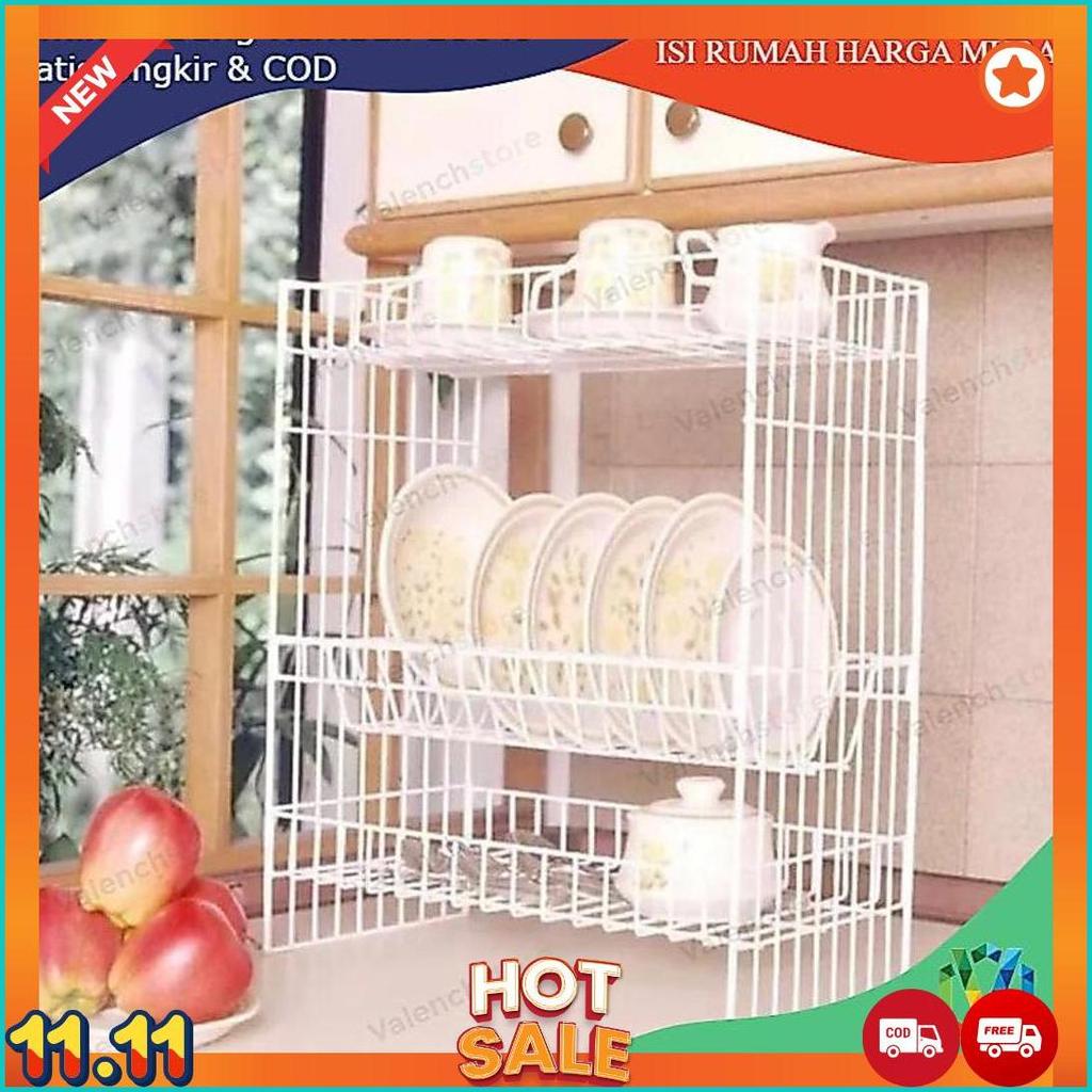 RPL 03 HITAM / RAK PIRING SUSUN 3 ANTI KARAT / rak kawat susun 3  / rak piring RPL 03 / rak piring R