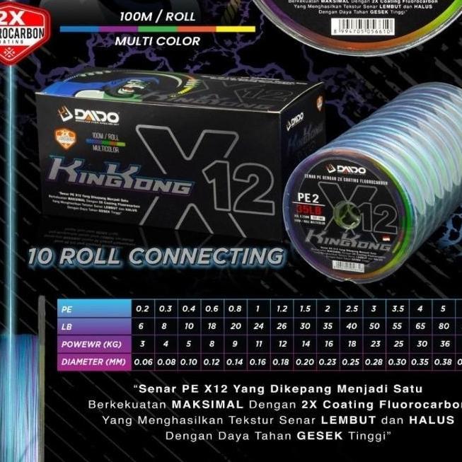 Pesca - Senar Pancing Pe Braid Daido Kingkong X12 Pe Kuat Pilihan Pe 1 Smp 6