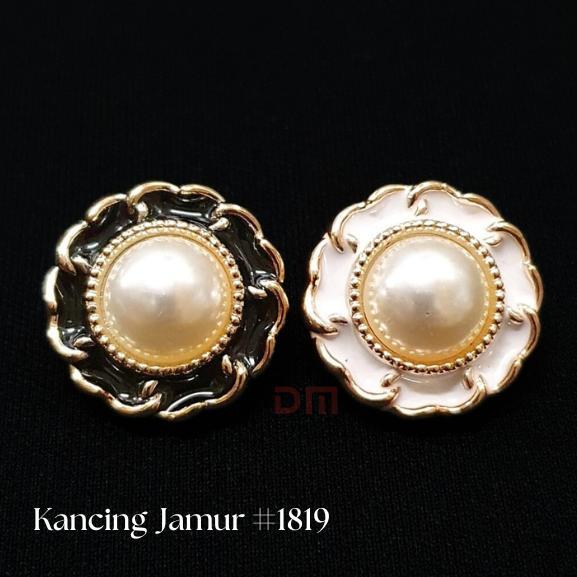 Kancing Jamur Mutiara 1819 Hitam & Putih Uv