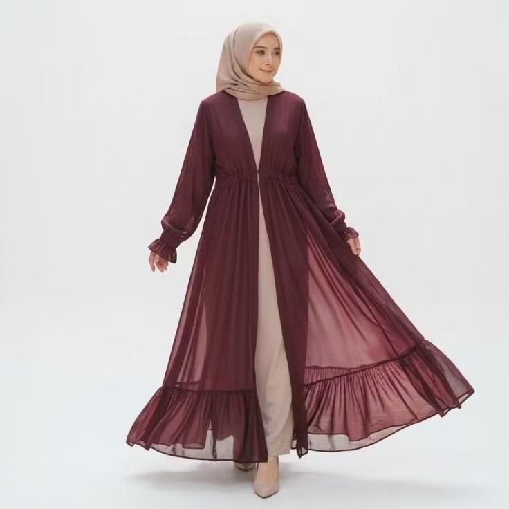 Naykamila Outer Polos Lengan Panjang Outer Ceruty Babydoll Premium Cardigan Polos Panjang Model Susu