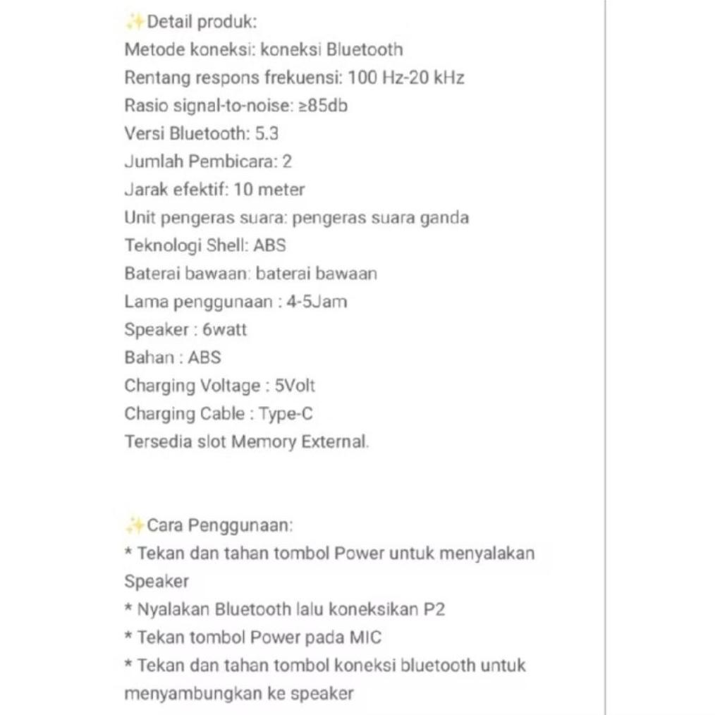 Terbaru Promo Obral Speaker Karaoke Mini 2Mic / Mini Speaker Bluetooth Karaoke Mic / Speaker Bluetoo
