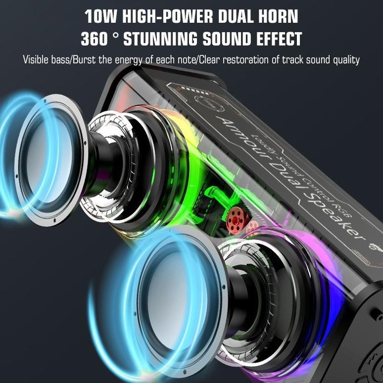 Terbaru Speaker Bluetooth Subwoofer Meriam Baja Kecil Transparan Audio Portabel Nirkabel 13W Mecha S