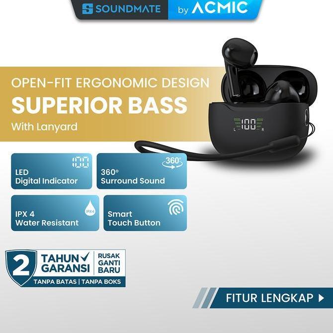 ACMIC SOUNDMATE TWS D01 Earphone Nirkabel Bluetooth Mini Earbuds