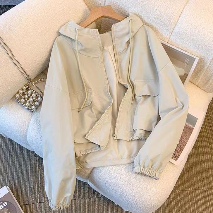 Jaket Wanita Parasut Crop Allsize Jaket Hoodie Crop Wanita