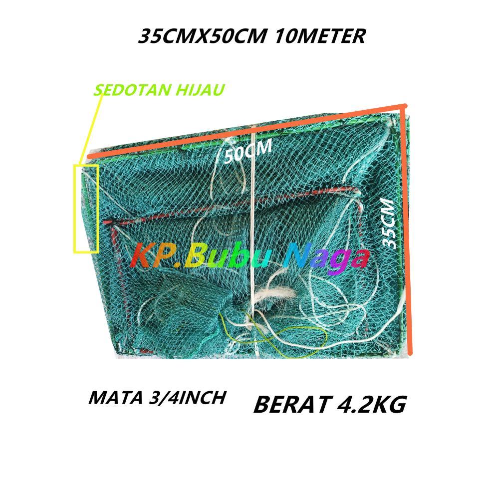 Bubu Naga Hijau 35Cmx50Cm 10Meter 3/4Inch Sedotan Hijau  Kepiting / Bubu Jebakan Ikan