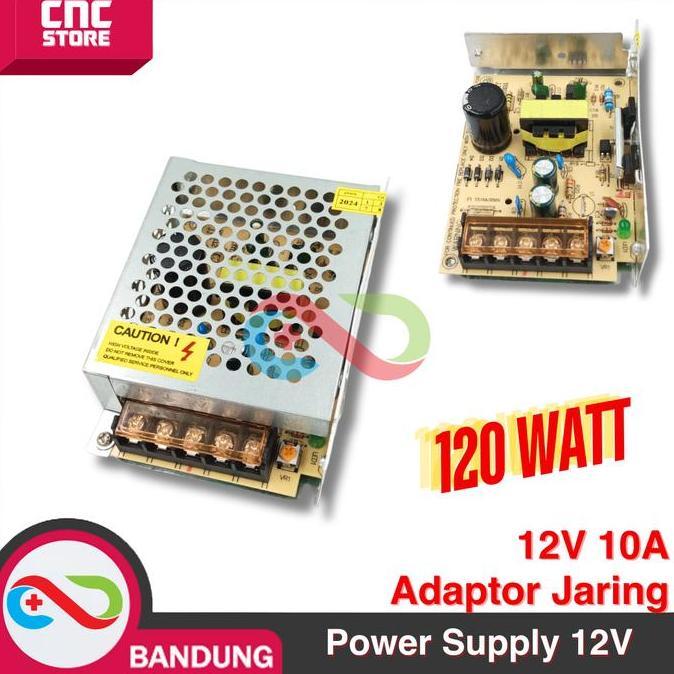 Power Supply 12V 10A 120W Switching Adaptor Jaring Led Strip Peltier - Body Kecil