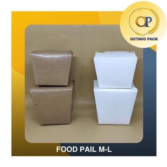 Yuks- Food Pail Polos / Food Pail Kraft / Food Pail M L / Rice Box / Paper Food Pail (Isi 50 Pcs)