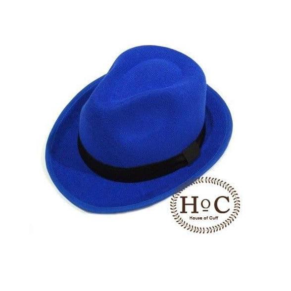 Topi Fedora Hat Blue Bright Fedora Hat