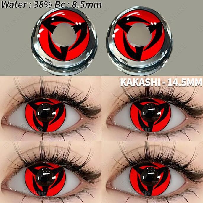 [Cosplay Softlens] Mata Sharingan Naruto Lensa Kontak Merah 14.5mm | Yearly Use | Sasuke & Kakashi L