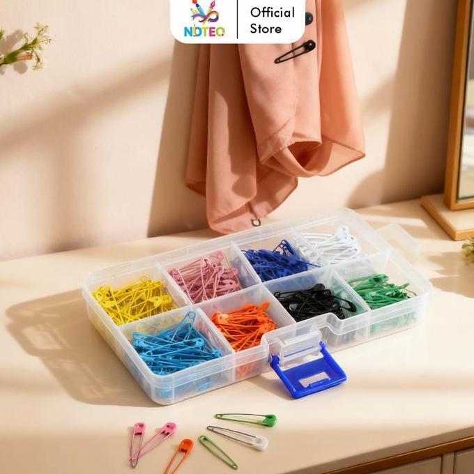 Set Peniti Jilbab Warna Cantik 320pcs dengan Box Organizer untuk Hijab & Kerajinan GJ-071203