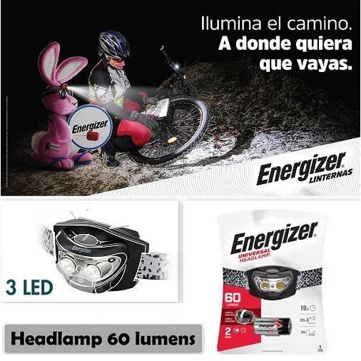 Headlamp Headlight Energizer 3 LED 60 Lumens Senter Kepala Universal