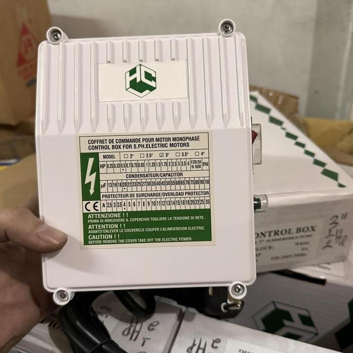 BEBAS ONGKIR - CONTROL BOX SUBMERSIBLE 0,5hp 1/2 HP 20 uf overload 4 A 4A HCL SIBEL